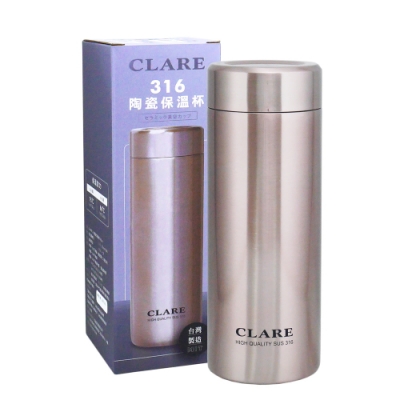 CLARE 316陶瓷全鋼保溫杯-500ml-玫瑰金-1入組