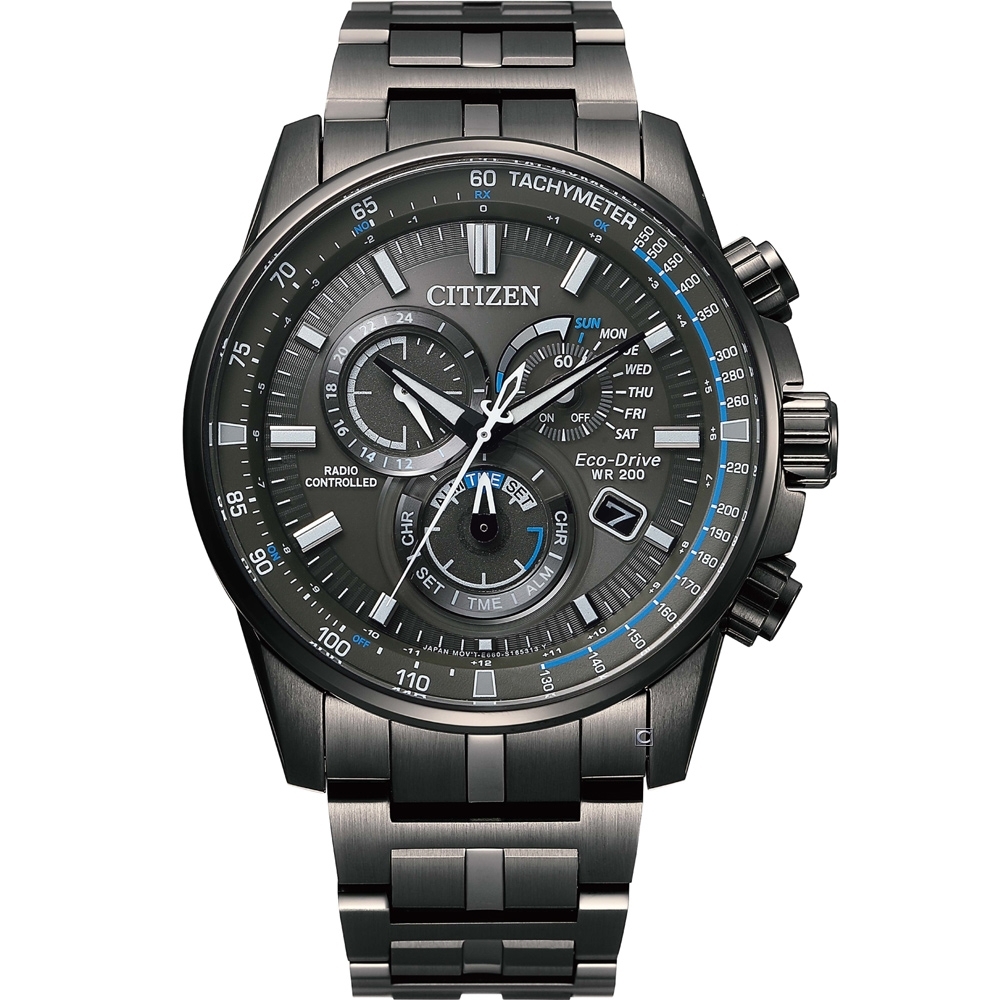 CITIZEN 星辰 GENTS系列 光動能電波時尚腕錶 CB5887-55H/43mm