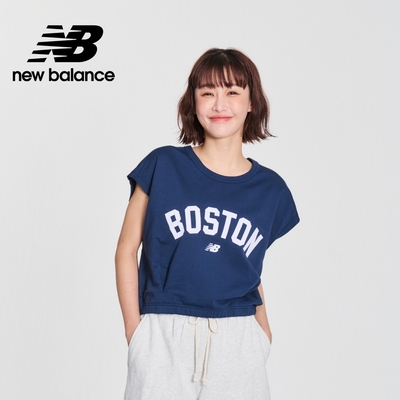 【New Balance】 植絨BOSTON短版上衣_女性_藍色_WT41530NNY