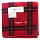 agnes b. 草寫字母刺繡LOGO粗方格純棉材質方巾(紅/黑) product thumbnail 1