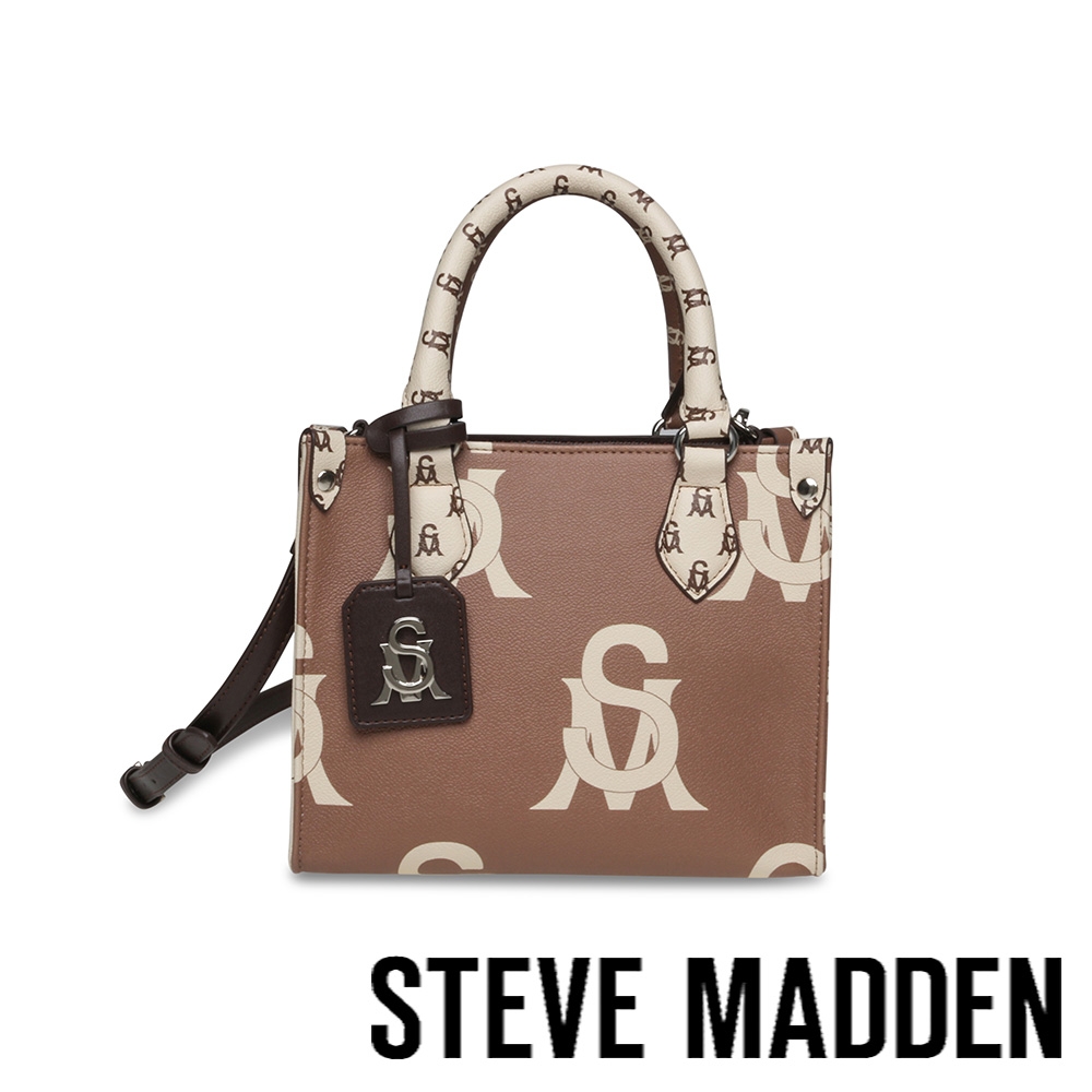 STEVE MADDEN-BROLA 雙面印花方形手提斜背包-咖啡色