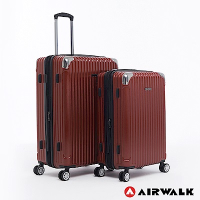 AIRWALK- 都市行旅二件組特光立體拉絲金屬護角輕質拉鍊24+28吋行李箱- 光采紅