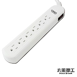 【太星電工】電腦線一開六插延長線 3P/15A/6尺