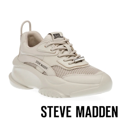 STEVE MADDEN-BELISSIMO 厚底綁帶休閒鞋-杏色