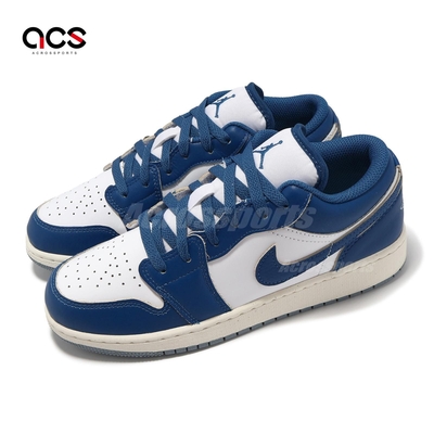 Nike 休閒鞋 Air Jordan 1 Low GS 大童 女鞋 軍藍 白 AJ1 低筒 FN9137-141