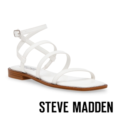 STEVE MADDEN-SUPERBLY 細帶水鑽方頭平底涼鞋-白色