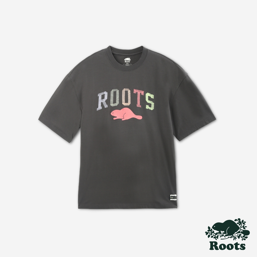 Roots 男裝- COLOURFUL ROOTS短袖T恤-深灰色