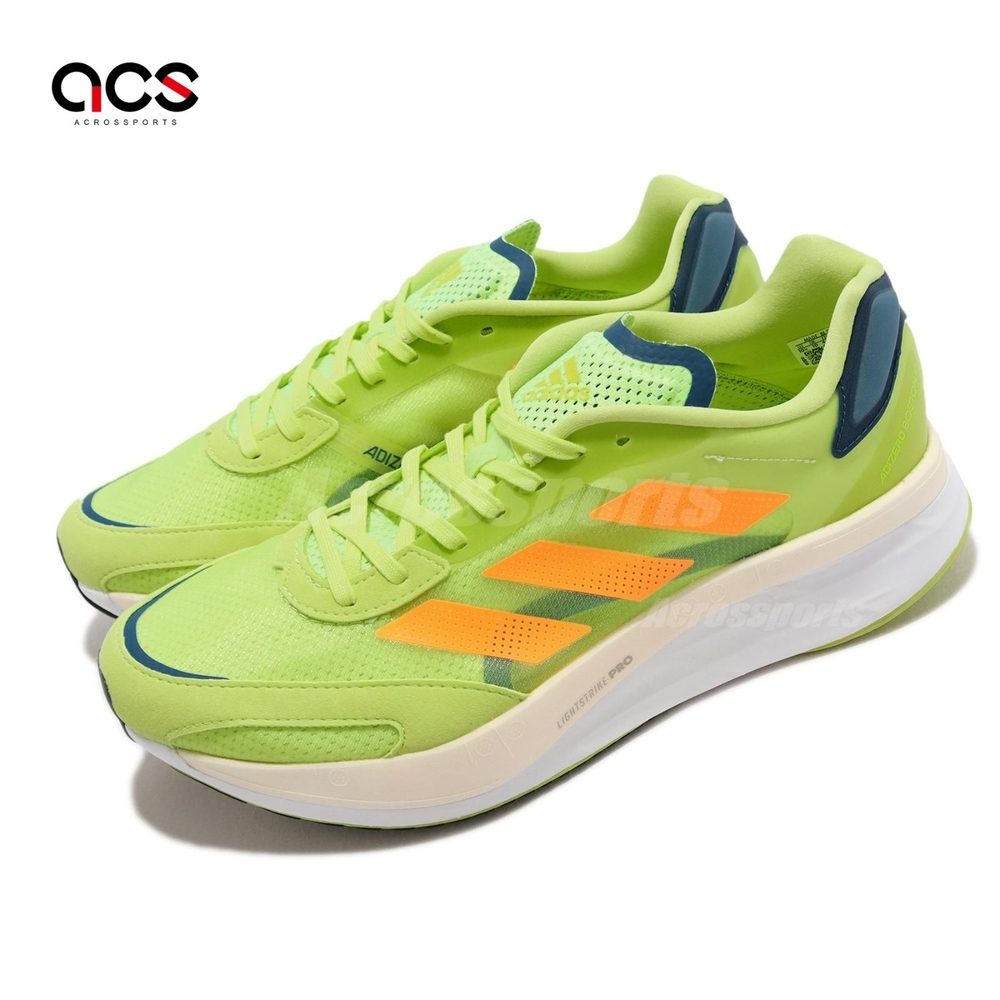 adidas 慢跑鞋 Adizero Boston 10 M 男鞋 黃綠 橘 碳板鞋 雙層中底 運動鞋 GY0927