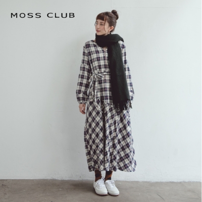 【MOSS CLUB】英倫風長版格紋-洋裝(二色)