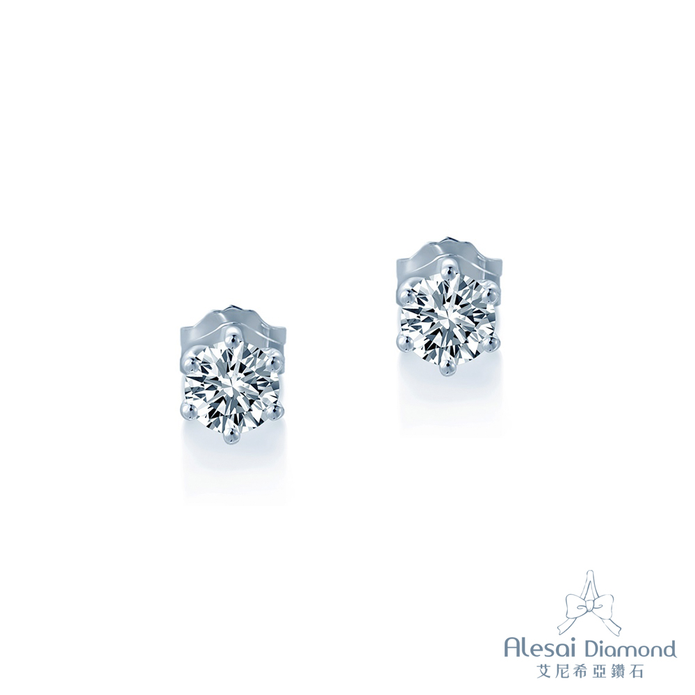 Alesai 艾尼希亞鑽石 30分鑽石 六爪鑽石耳環 (F/VS1 鑽石 一對耳環60分)