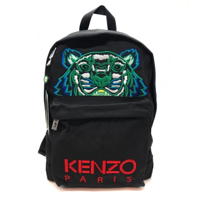 KENZO 經典老虎刺繡帆布後背包-黑