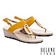 涼鞋 HELENE SPARK 璀璨晶鑽方飾釦羊麂皮T字楔型高跟涼鞋－黃 product thumbnail 1