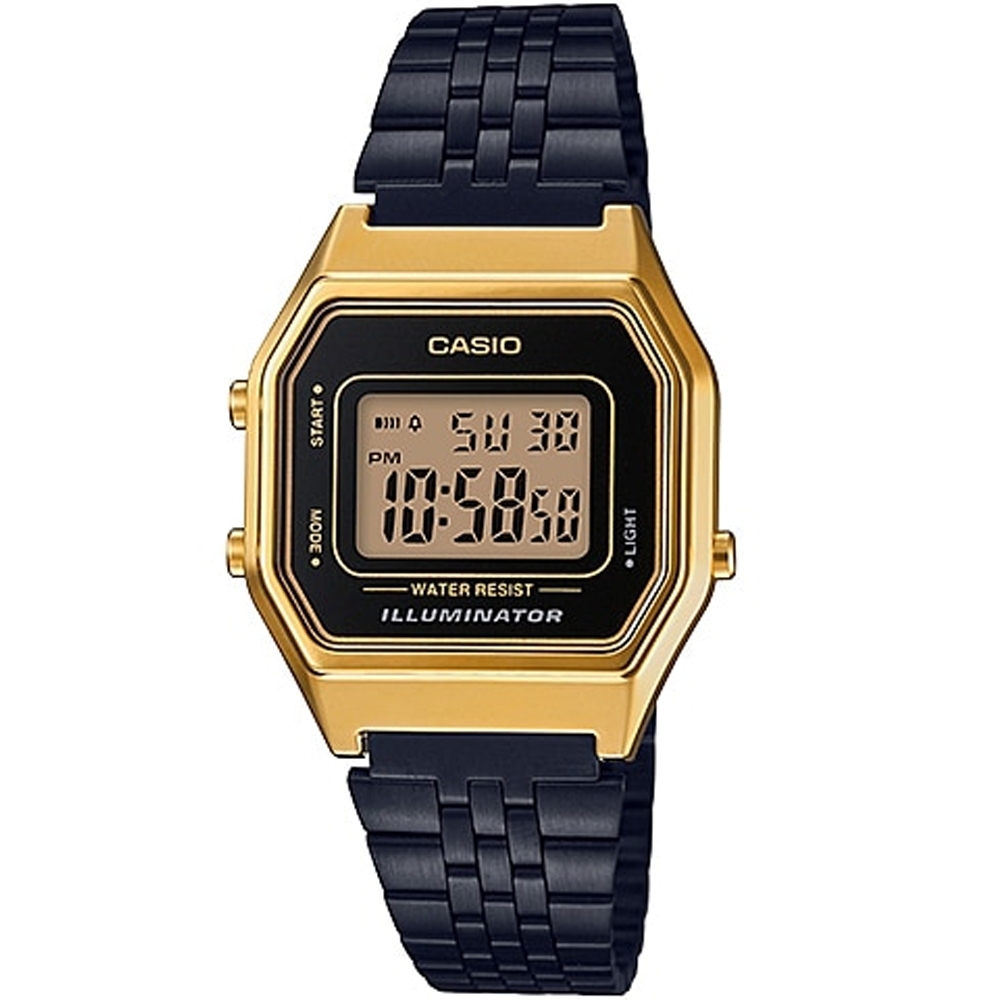 CASIO 卡西歐 復古電子錶-黑金_LA680WEGB-1A_28.6mm