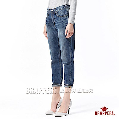 BRAPPERS 女款 BoyFriendJeans-女用鬆緊帶八分褲-藍