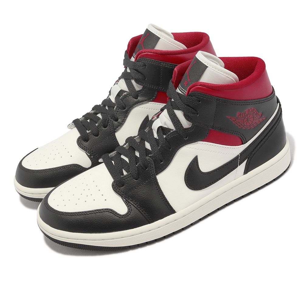Nike Wmns Air Jordan 1 Mid 黑紅Gym Red 女鞋男鞋AJ1 喬丹情侶鞋高筒