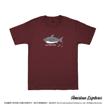American Explorer 美國探險家 印花T恤(客製商品無法退換) 圓領 美國棉 T-Shirt 獨家設計款 棉質 短袖 -童趣鯊魚