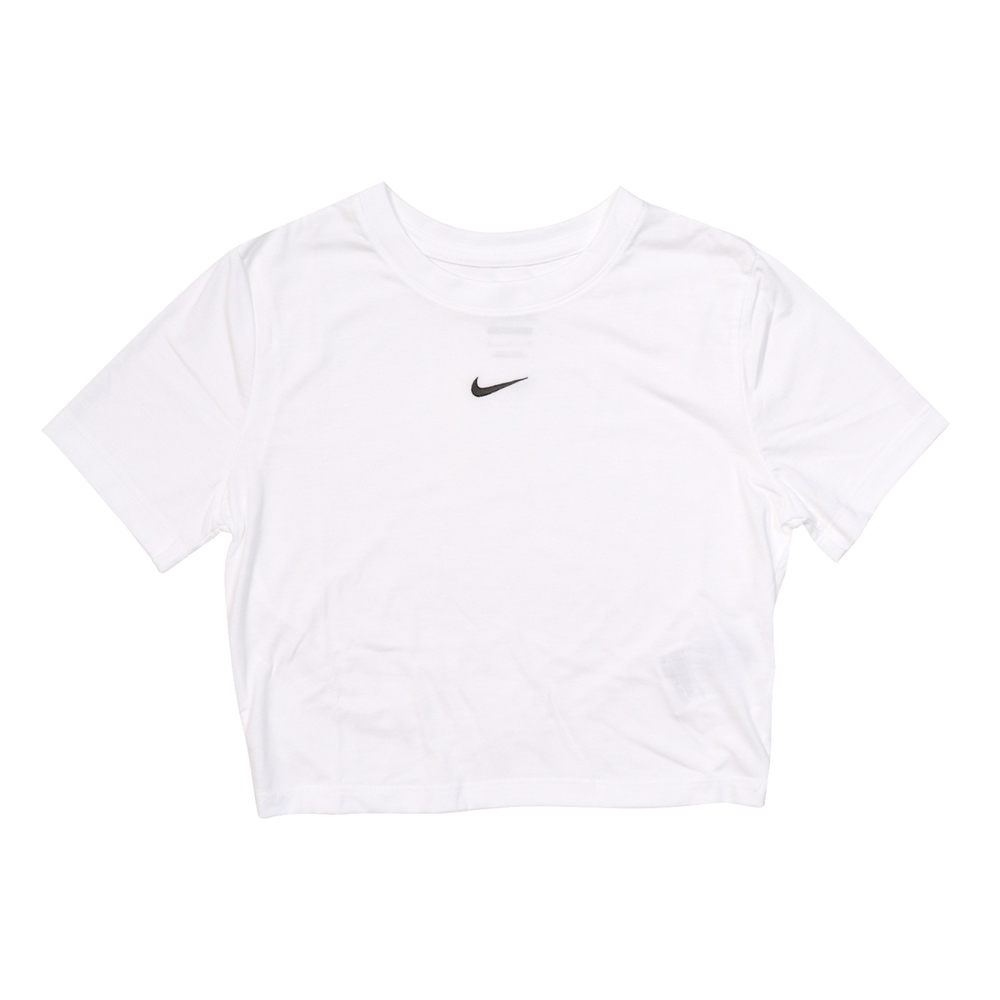 Nike 短袖 NSW Essential Crop 女款 白 短版 刺繡 短T 貼身 小勾 DD1329-100