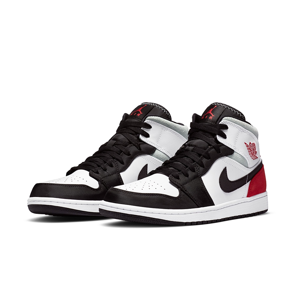 NIKE 籃球鞋 男鞋 運動鞋 包覆 AJ1 喬丹 AIR JORDAN 1 MID SE 黑白紅 852542-100 (2B3459)