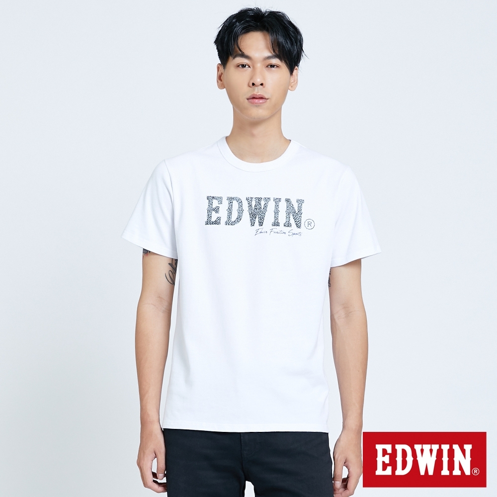 EDWIN EFS 爆裂紋LOGO短袖T恤-男-白色