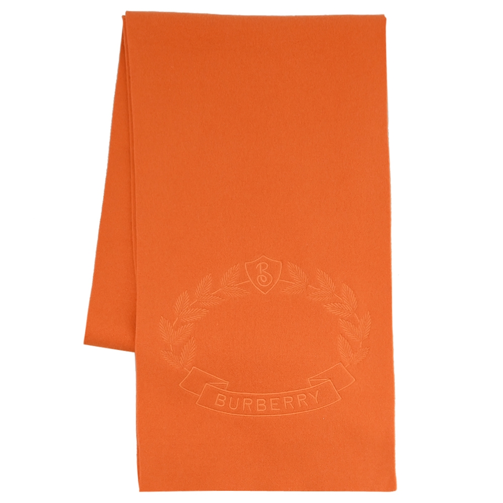 BURBERRY 電繡徽章LOGO喀什米爾羊絨保暖長圍巾(亮橘色)