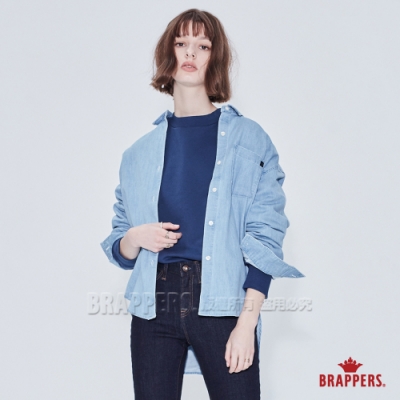 BRAPPERS 女款 落肩寬版長袖牛仔襯衫-淺藍