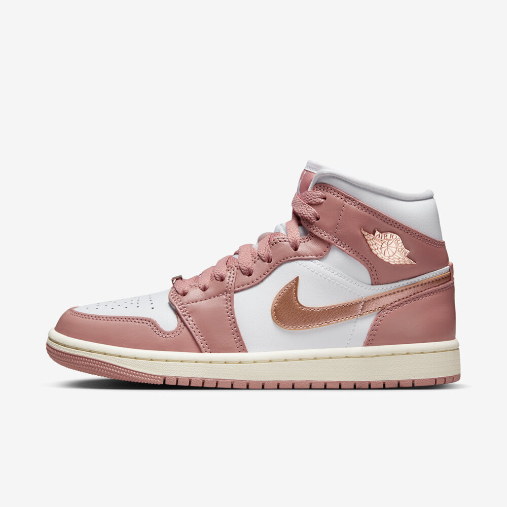 Nike W Air Jordan 1 Mid SE [FB9892-670] 女 休閒鞋 運動 喬丹 金屬質感 白粉