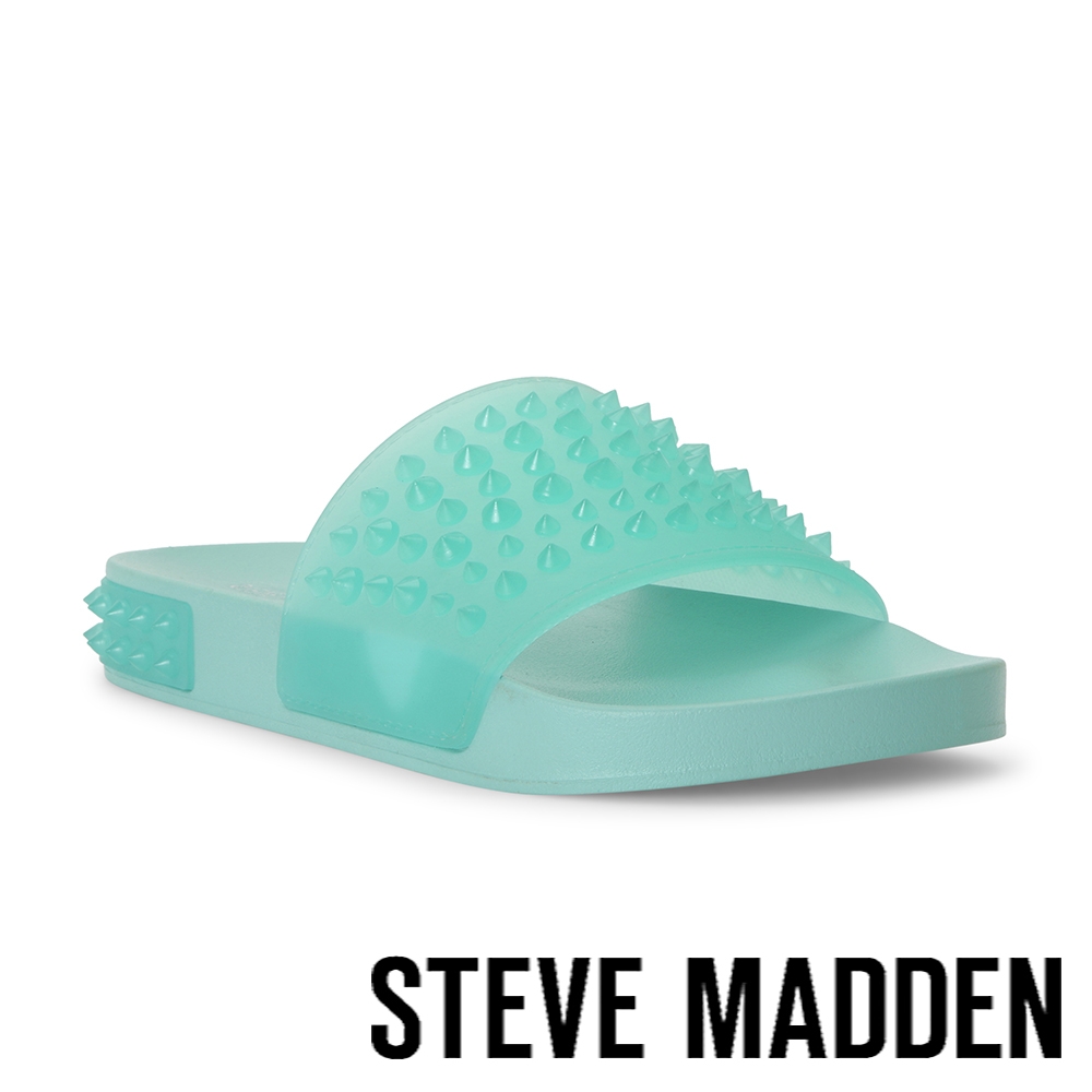 STEVE MADDEN-SORRENTO 鉚釘造型矽膠平底拖鞋-綠色