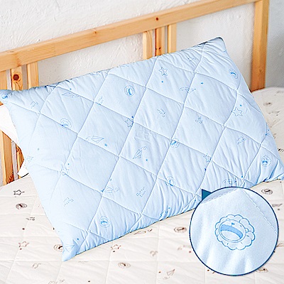 奶油獅-星空飛行-台灣製造-美國抗菌防污鋪棉保潔枕頭套-藍(一入)