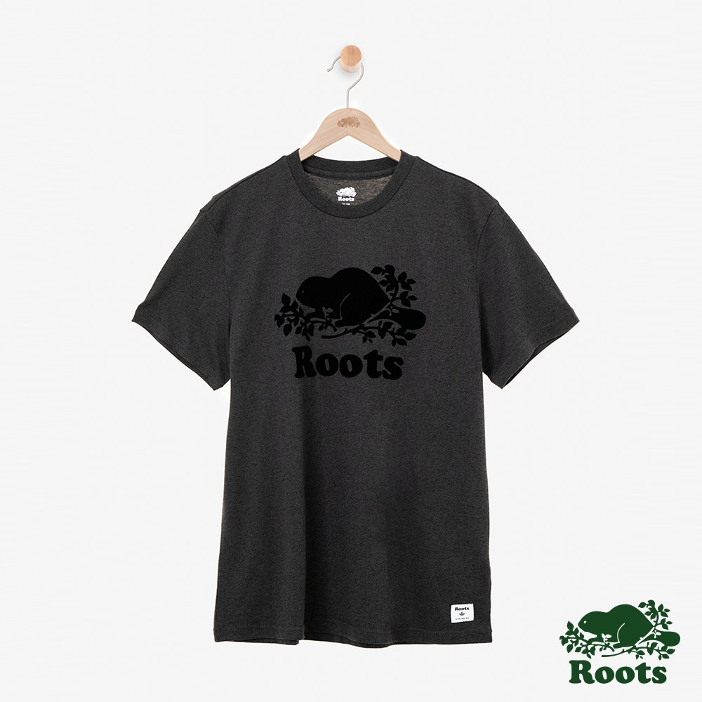 男裝Roots-經典庫柏海狸短袖T恤-灰黑色
