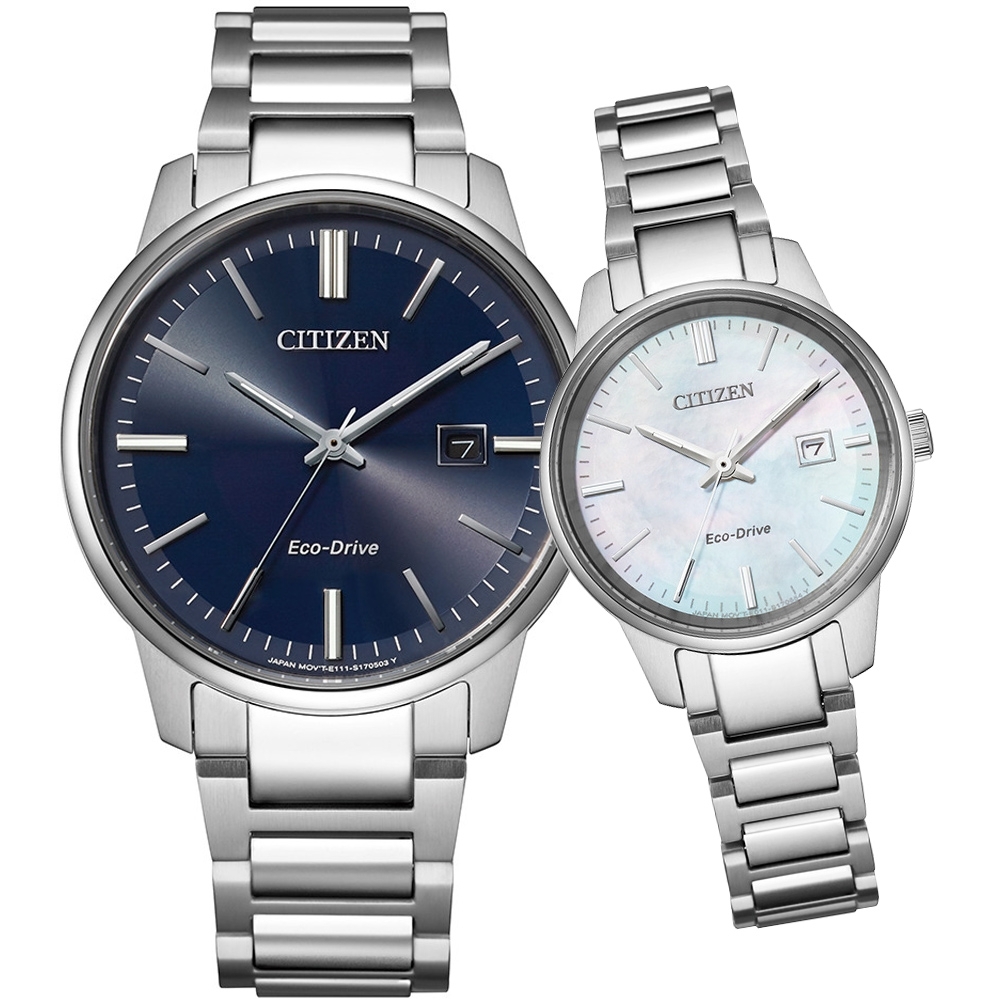 CITIZEN 專屬於你 光動能對錶(BM7521-85L+EW2591-82D)
