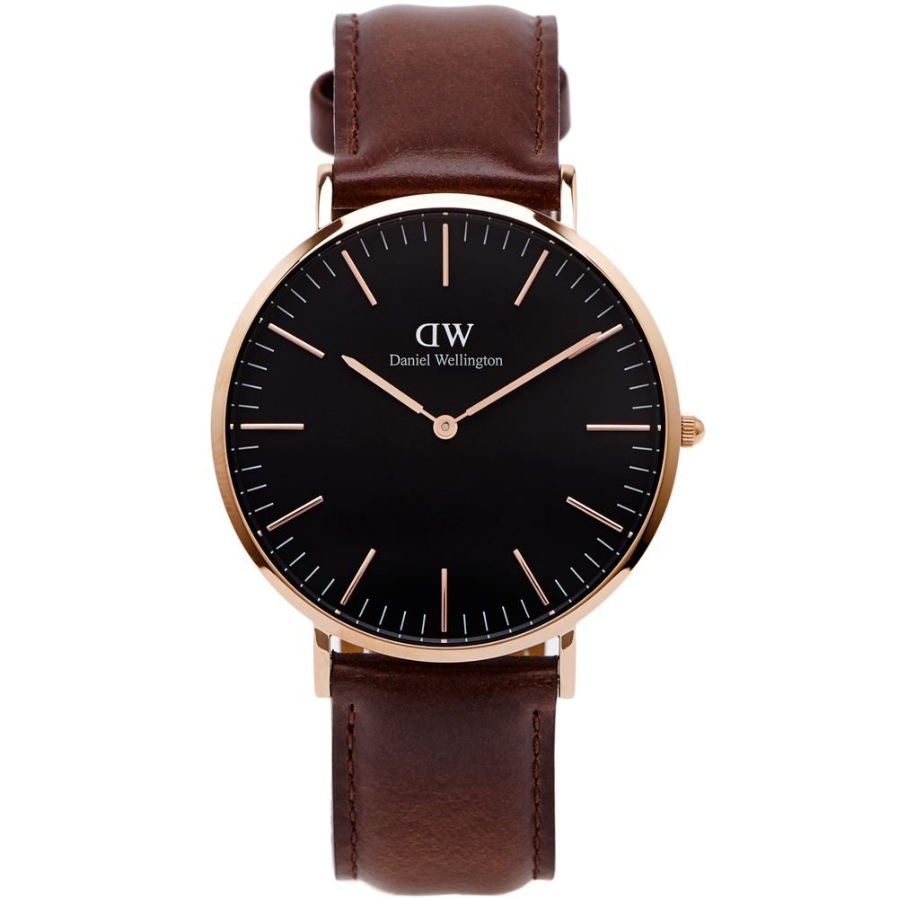 DW Daniel Wellington Bristol手錶-黑面X玫瑰金框/40mm