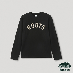 Roots 中性- 運動派對系列 品牌文字長袖T恤-黑色
