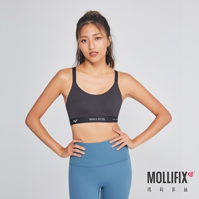 Mollifix 瑪莉菲絲 3D防震交叉美背運動內衣 (黑)、瑜珈服、無鋼圈、開運內衣