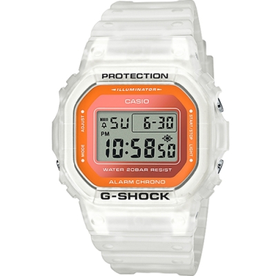 CASIO卡西歐 G-SHOCK 白半透明運動錶 DW-5600LS-7