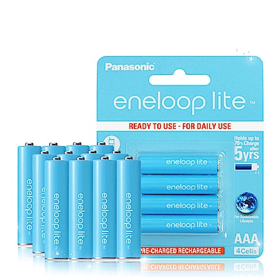 藍鑽輕量版 Panasonic eneloop lite 低自放4號充電電池(12顆入)