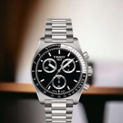 TISSOT 天梭 官方授權 PR516 經典復刻計時腕錶-T1494171105100/40mm黑色