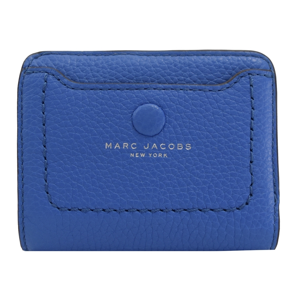 MARC JACOBS 燙印LOGO牛皮釦式零錢短夾(藍)