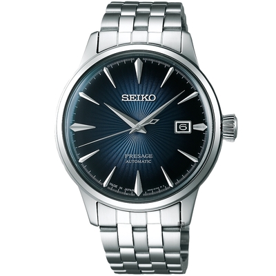 SEIKO 精工 Presage Cocktail 調酒師機械錶 送禮推薦-藍灰/40mm (SRPB41J1/4R35-01T0A)_SK045