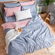 DUYAN竹漾-芬蘭撞色設計-雙人床包被套四件組-粉藍被套 x 愛麗絲藍床包 台灣製 product thumbnail 1