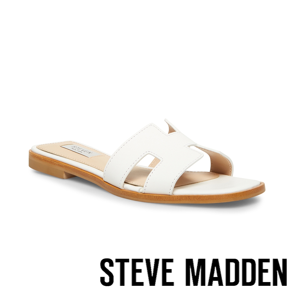 STEVE MADDEN-HADYN 皮革平底H涼拖-白色