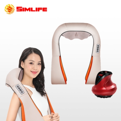 Simlife—頸放鬆刮痧拔罐組(溫熱/肩頸按摩帶)
