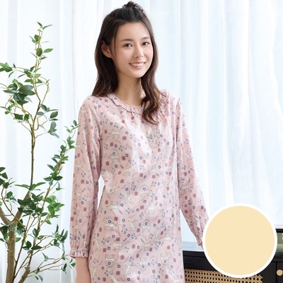 華歌爾睡衣-仕女系列 M-L純棉印花洋裝(香草米) LWZ37133FR
