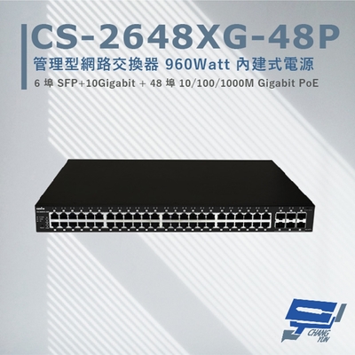 昌運監視器 CS-2648XG-48P 6埠 + 48埠 Gigabit PoE+管理型網路交換器