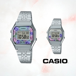 CASIO卡西歐 八角玫瑰圖樣面板電子錶(LA680WA)