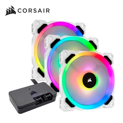 海盜船 CORSAIR LL120 RGB LED 白機殼風扇*3+控制器