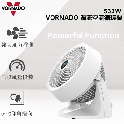 美國VORNADO沃拿多 3段速渦流空氣循環扇 533W 白色