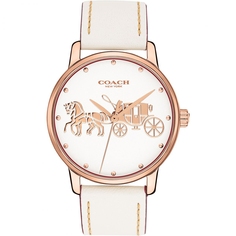 COACH Delancey  經典摩登馬車圖騰腕錶(14502973)-米白/36mm