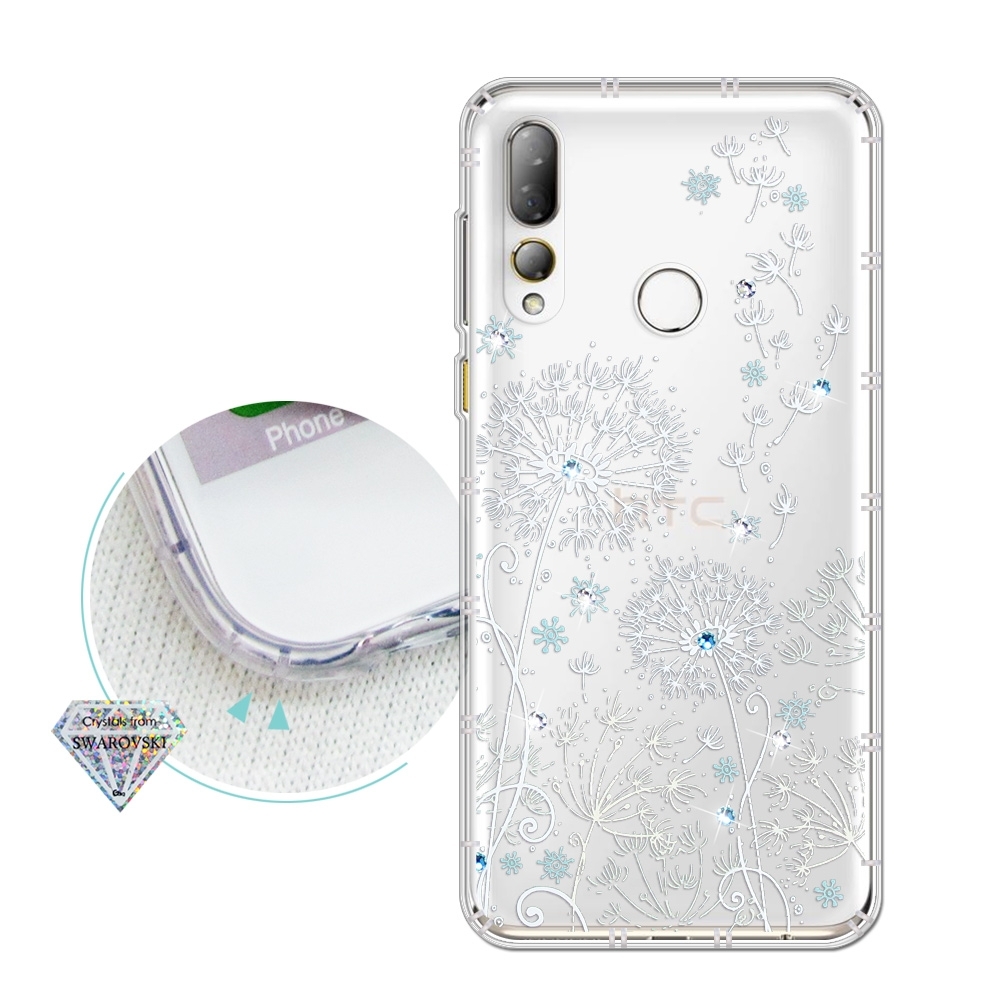 HTC Desire 19s/19+ 共用款 浪漫彩繪 水鑽空壓氣墊手機殼(風信子)