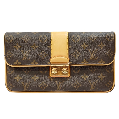 【Louis Vuitton 路易威登 】M42427 經典限量SLIM MONOGRAM虎眼石裝飾金扣手拿包(絕版展示品)