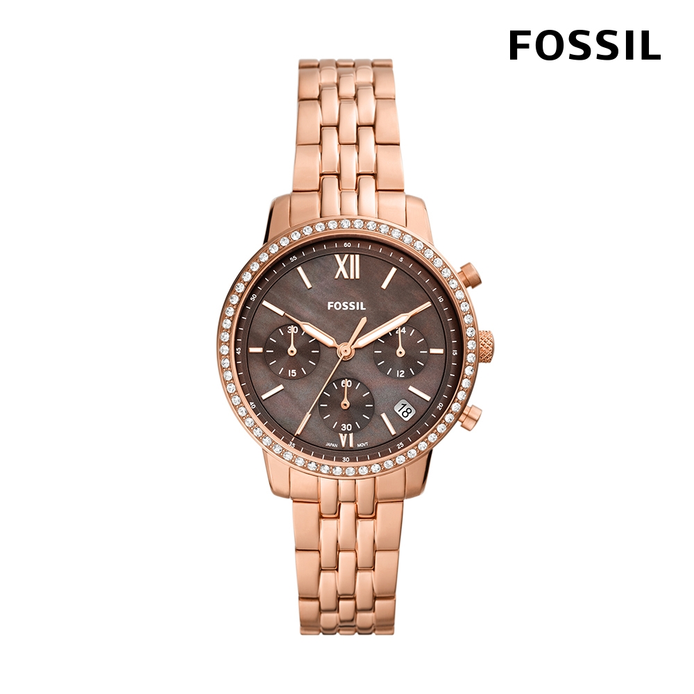 【FOSSIL】Neutra 輕奢雅致計時女錶 玫瑰金不鏽鋼鍊帶 36MM ES5218